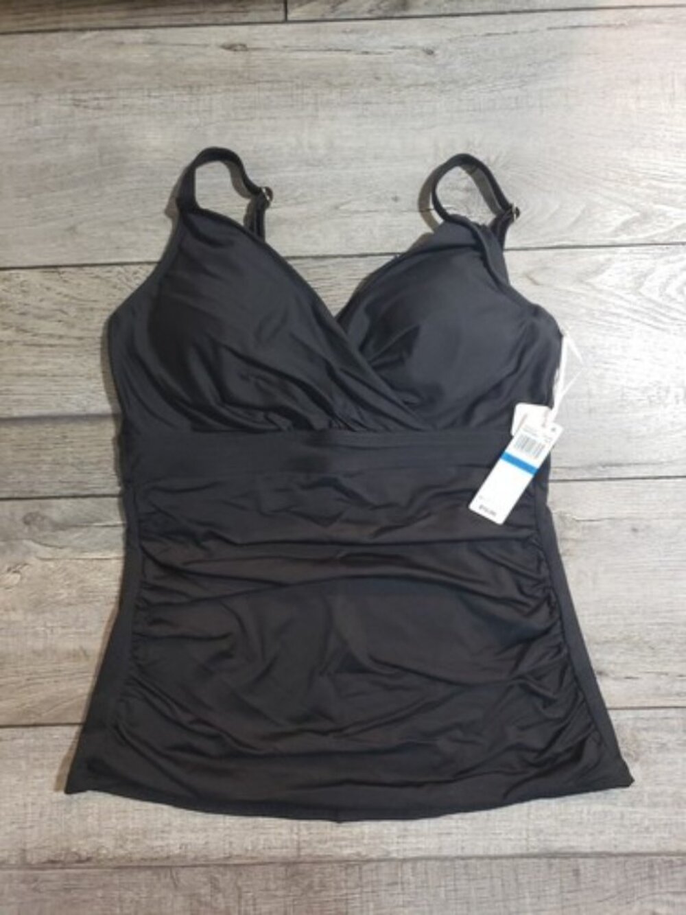 Anne Cole Women's Standard Underwire Tri Tankini Top Sz 32DD/34D Black Top Only